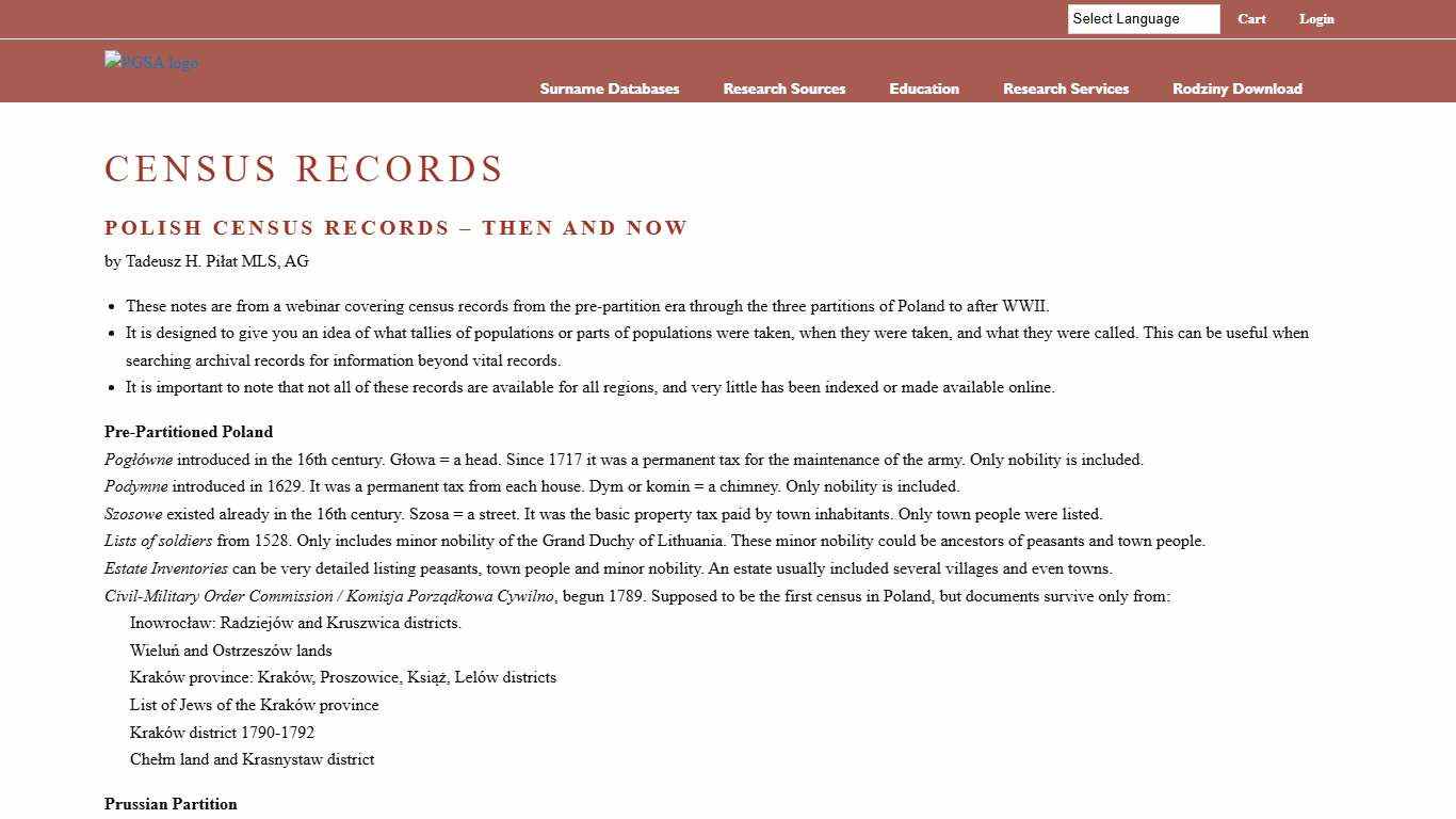 Census Records - Polish Genealogical Society of America